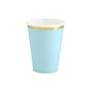 Vasos celeste con borde dorado